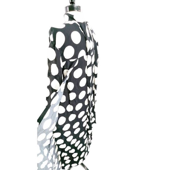 Studio Women Long Sleeve High Neck Bow Polka Dot Midi Dress Black White Size Sma - Picture 4 of 16